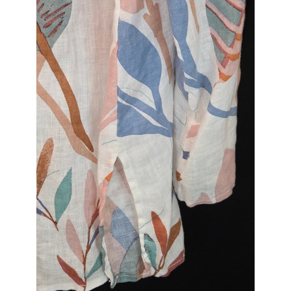 Cynthia‎ Rowley Linen Button Down Blouse Floral Leaves Print Womens Plus 1X - Picture 4 of 9
